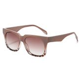 (6 PACK) Wholesale Sunglasses New Arrival Fashion Square Women 2024 - BulkSunglassesWholesale.com - Leopard Print Gradient Tea Lens